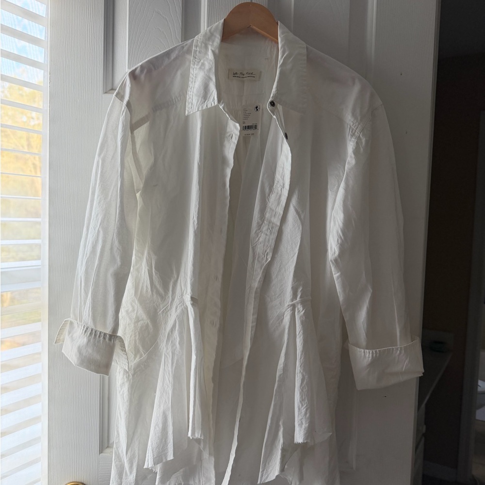 We The Free White Long Shirt Jacket Trench
